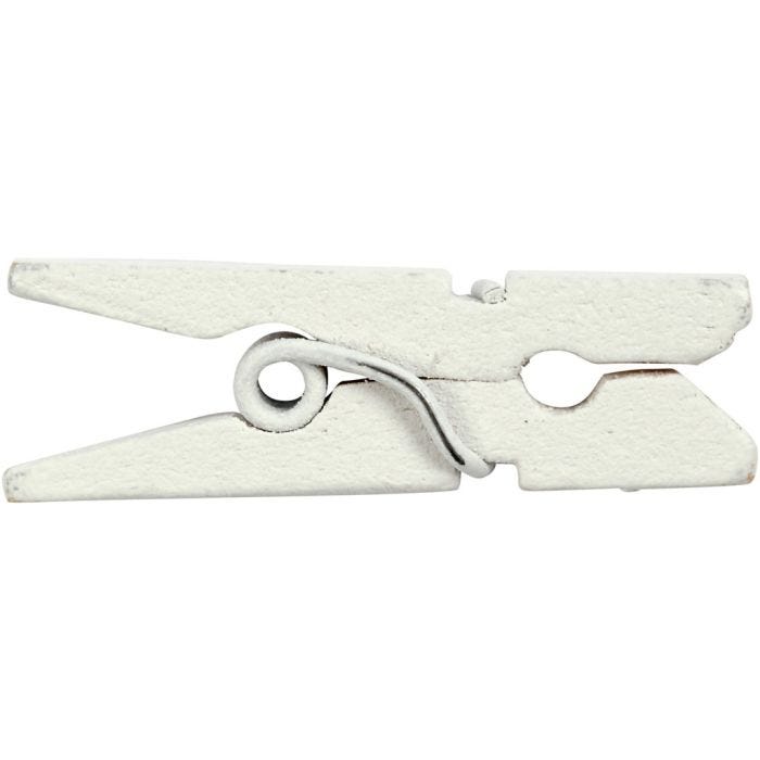 Mini-épingle à linge, L : 25 mm, L : 3 mm, blanc, 36 pièces/ 1 Pq.