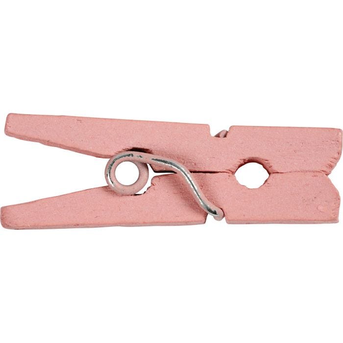 Mini-épingle à linge, L : 25 mm, L : 3 mm, rose clair, 36 pièces/ 1 Pq.
