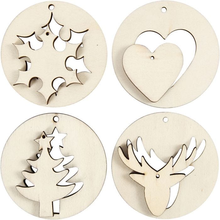 Décorations 2-en-1 à suspendre, d 7 cm, diamètre intérieur 3 mm, ép. 4 mm, 8pièces/ 1 Pq.