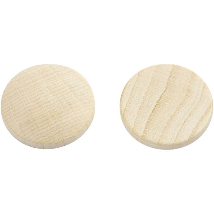 Boutons en bois, d 25 mm, ép. 5 mm, 15 pièces/ 1 Pq.
