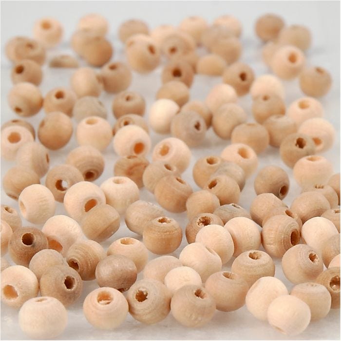 Perle en bois, 5 mm, 1,5 mm, 100pièces/ 1 Pq.