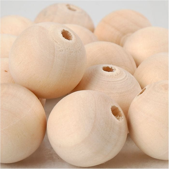 Perle en bois, 20 mm, 4 mm, 14pièces/ 1 Pq.