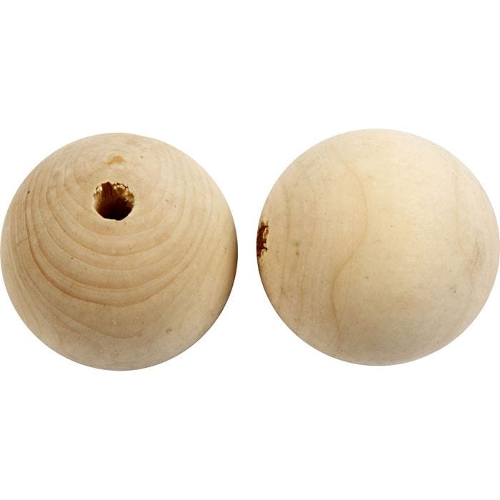 Perle en bois, 50 mm, 8 mm, 20pièces/ 1 Pq.