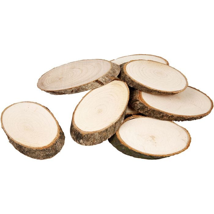 Disques en bois, dim. 7,5 x 4,5 cm, ép. 8 mm, 20pièces/ 1 Pq.