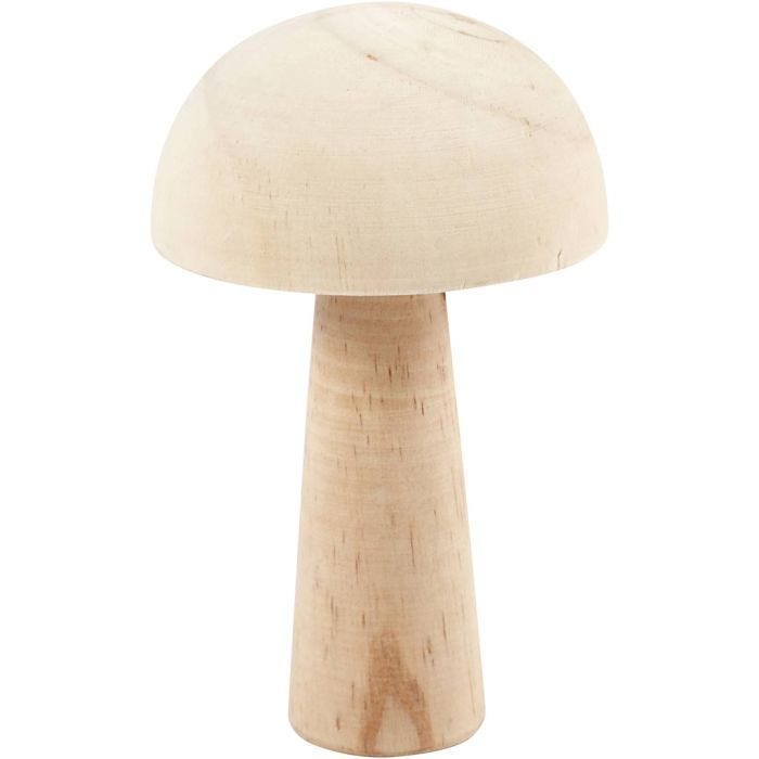Champignon en bois, 14 cm, 9 cm, 1 pièce