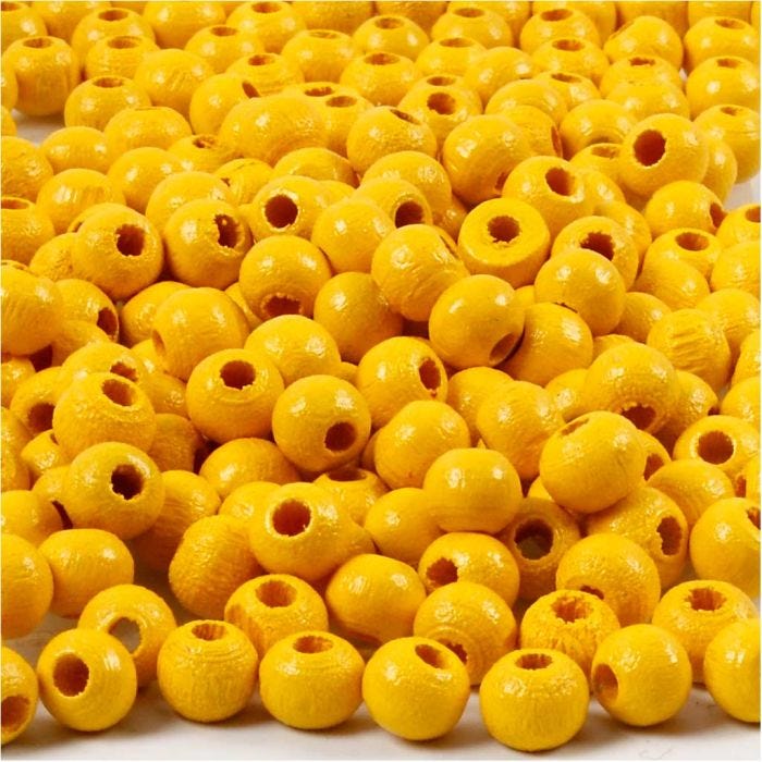 Perles en bois, 5 mm, 1,5 mm, jaune, 6gr/ 1 Pq.