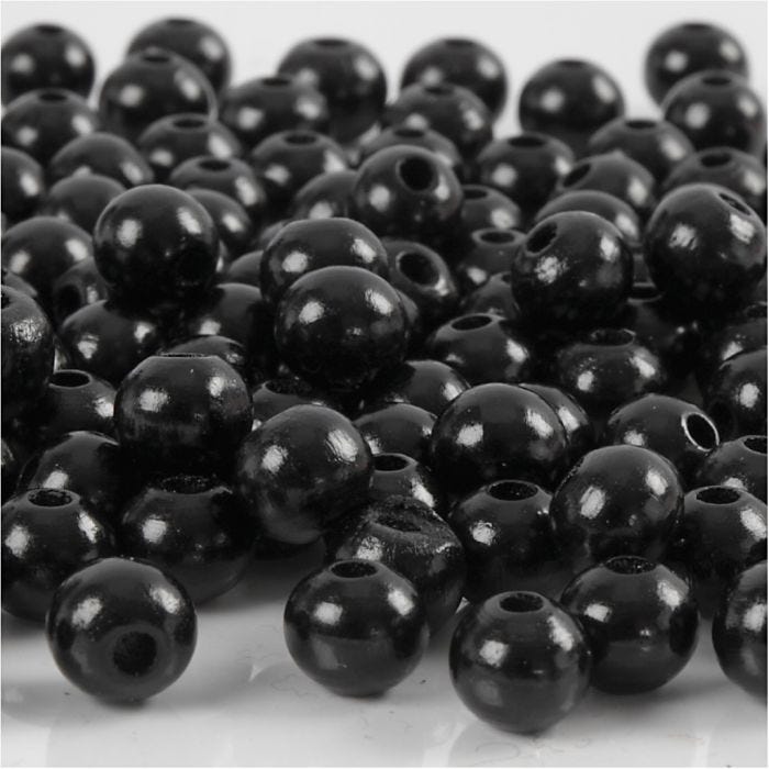 Perles en bois, 8 mm, 2 mm, noir, 15gr/ 1 Pq.
