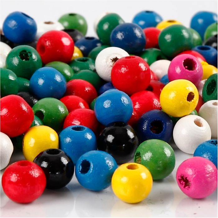 Mélange de perles en bois, 8 mm, 2 mm, ass. de couleurs, 15gr/ 1 Pq.