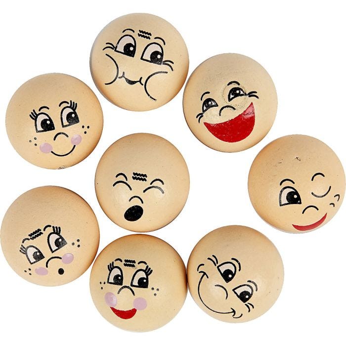 Têtes emoticône, d 20 mm, beige clair, 16 pièces/ 1 Pq.