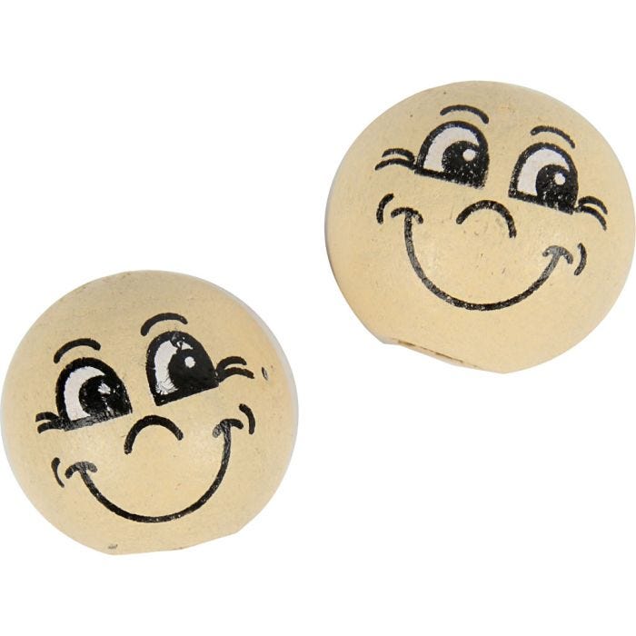 Boules en bois avec visage, d 12 mm, beige clair, 20 pièces/ 1 Pq.