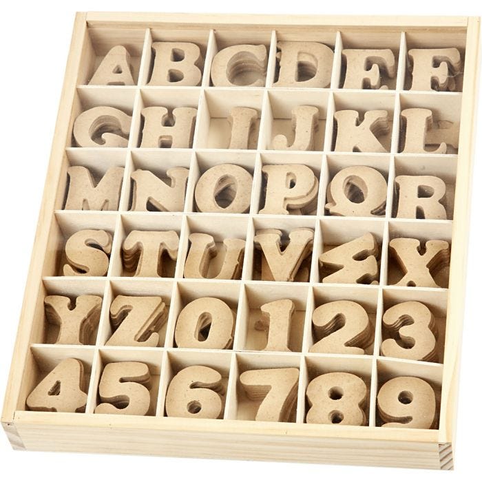 Chiffres &amp; Lettres, H : 4 cm, ép. 2,5 mm, 288pièces/ 1 Pq.