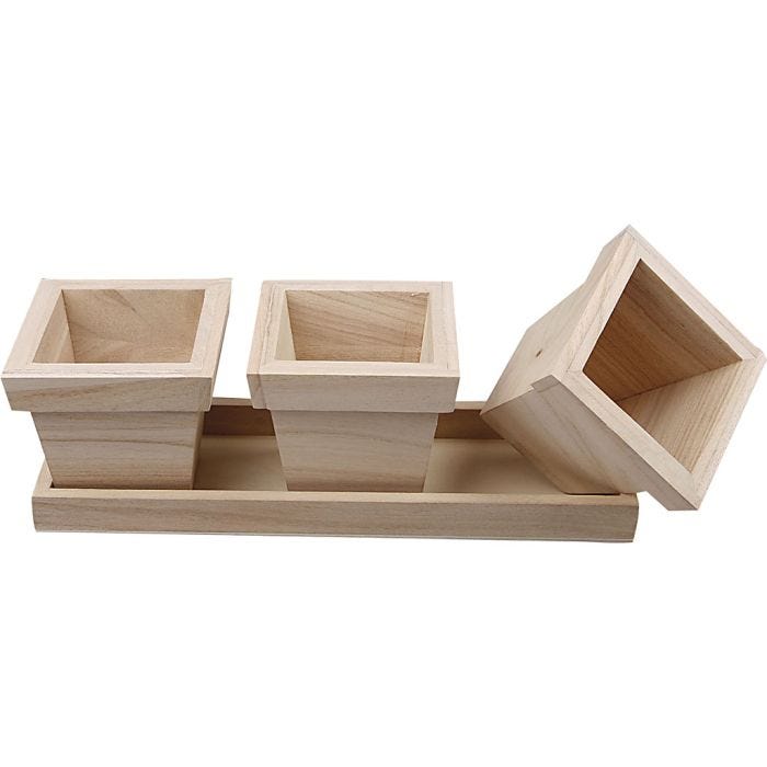 Mini-jardinière en bois, 27x9x9 cm, 1 set
