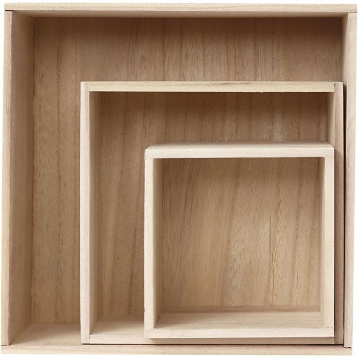 Boîtes de rangement, carré, 15x15+21,5x21,5+28x28 cm, 12,5 cm, 3pièces/ 1 set