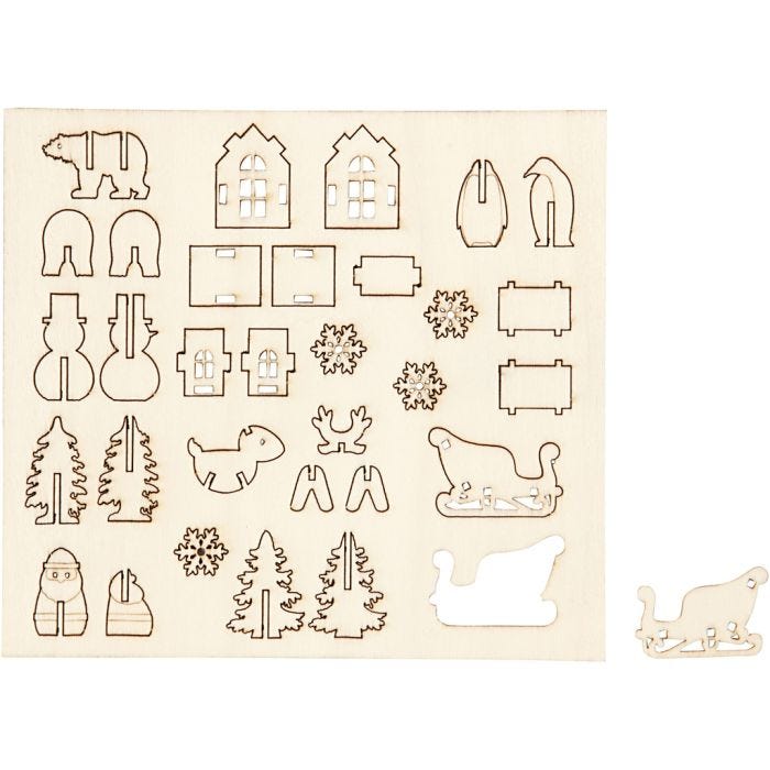 Figurines à assembler, Noël, 15,5 cm, 17 cm, 3 mm, 1 Pq.