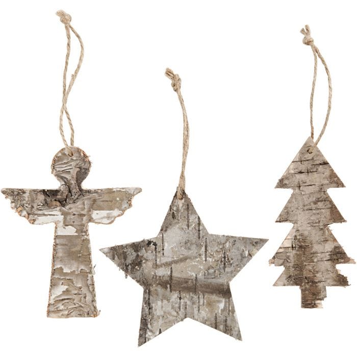 Décorations de Noël, H : 10 cm, L : 8 cm, 3pièces/ 1 Pq.