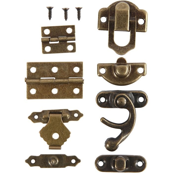 Mini-ferrures, 16x19-19x29,5 mm, or antique, 15set/ 1 Pq.