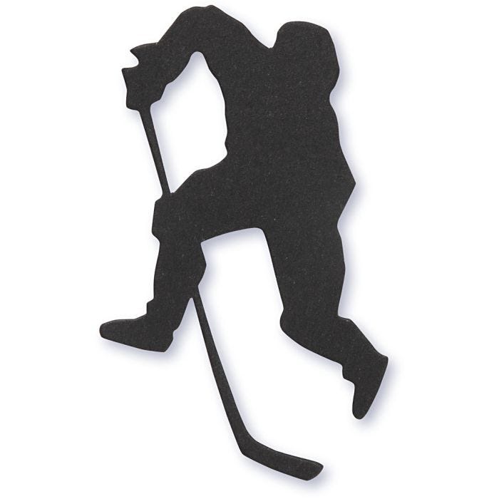 Étiquette en carton, joueur de hockey sur glace, 54x64 mm, noir, 10pièces/ 1 Pq.