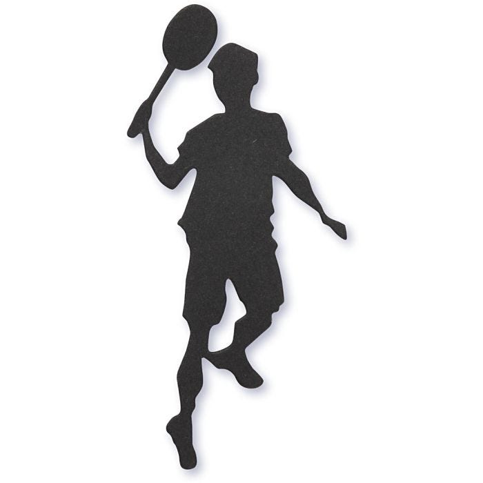 Étiquette en carton, joueur de badminton, 40x90 mm, noir, 10pièces/ 1 Pq.