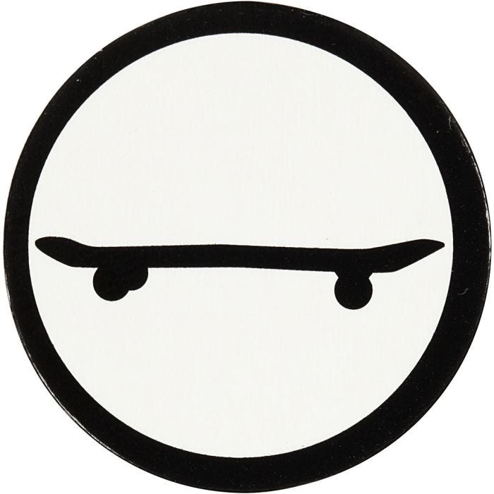 Étiquette en carton, skateboard, 25 mm, blanc/noir, 20pièces/ 1 Pq.