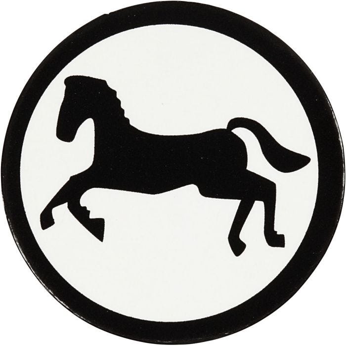 Étiquette en carton, cheval, d 25 mm, blanc/noir, 20pièces/ 1 Pq.