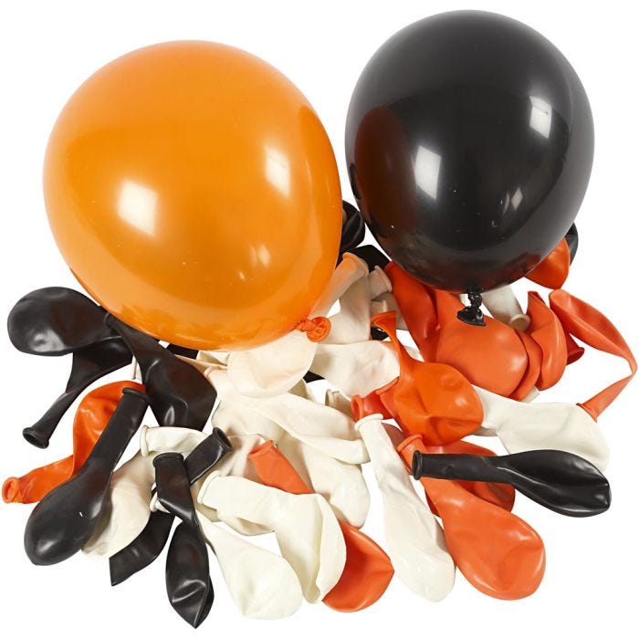 Ballons, Ronds, d 23-26 cm, noir, orange, blanc, 100pièces/ 1 Pq.
