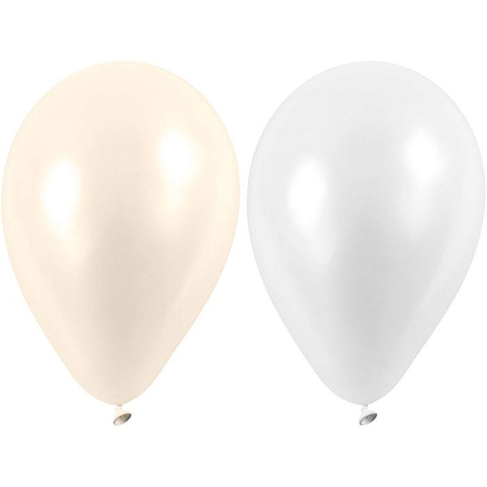 Ballons, ronds, 23 cm, blanc, nacré, 10pièces/ 1 Pq.