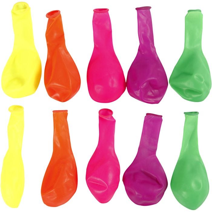 Ballons, rond, 23 cm, couleurs néons, 10pièces/ 1 Pq.