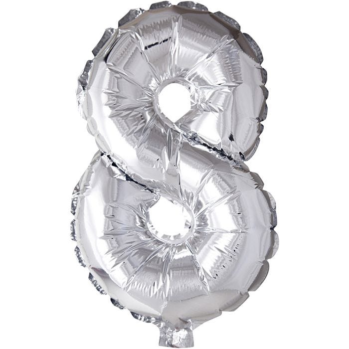 Ballon en aluminium, 8, 41 cm, argent, 1 pièce