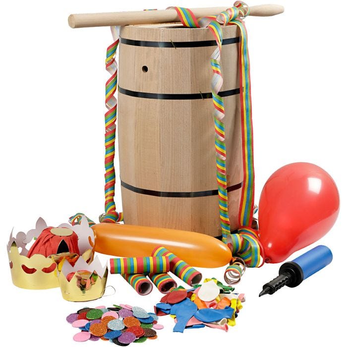 Tonneau de carnaval avec accessoires, hêtre, 54 cm, grand, 1 set
