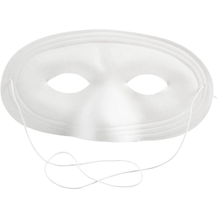 Masque demi-visage, H : 10 cm, L : 17,5 cm, blanc, 12pièces/ 1 Pq.