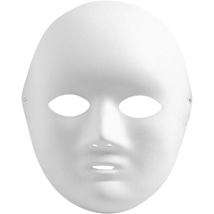 Masque, H : 22 cm, L : 17 cm, blanc, 10pièces/ 1 Pq.