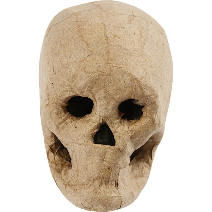 Masque tête de mort, H : 10 cm, 1 pièce