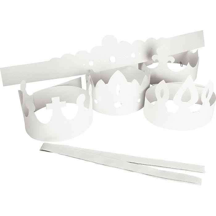 Couronnes, H : 10-16,5 cm, L : 60 cm, 230 gr, blanc, 5pièces/ 1 Pq.