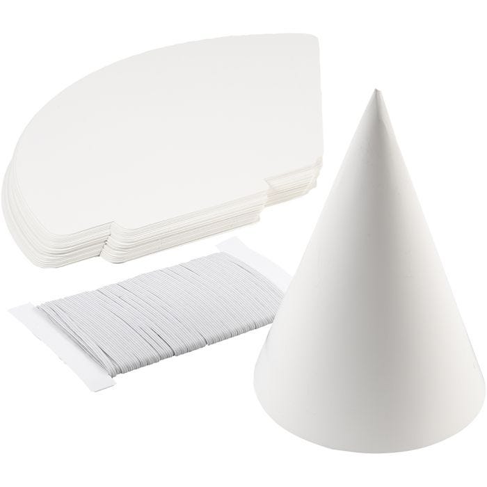 Cônes, H : 23 cm, d 16,5 cm, 230 gr, blanc, 50pièces/ 1 Pq.