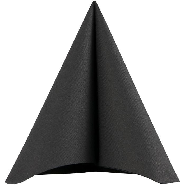 Serviettes de table, dim. 40x40 cm, 60 gr, noir, 20pièces/ 1 Pq.