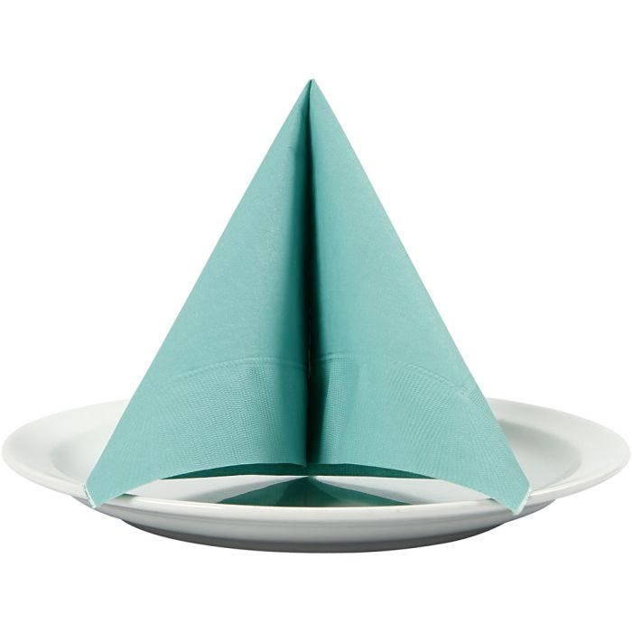 Serviettes de table, verso blanc, dim. 33x33 cm, turquoise clair, 20pièces/ 1 Pq.