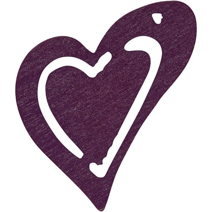 Coeur, 25x22 mm, 1,7 mm, violet foncé, 20pièces/ 1 Pq.