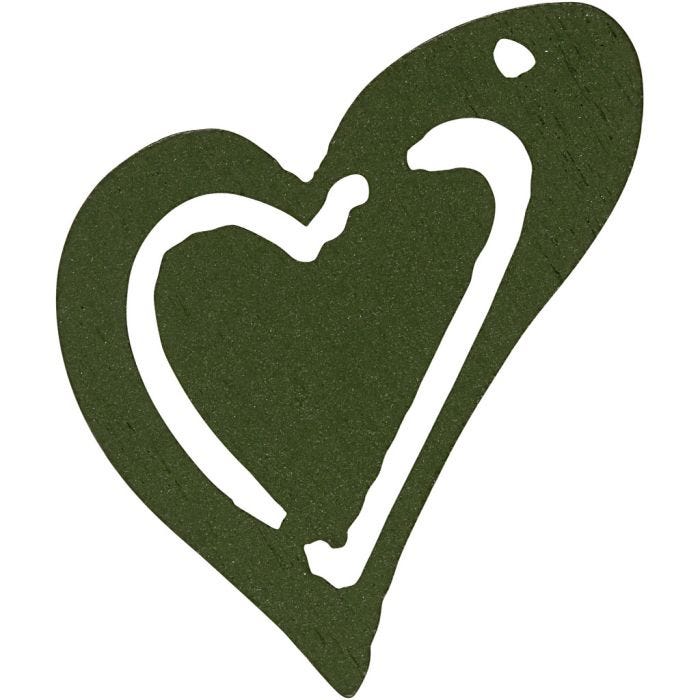 Coeur, dim. 25x22 mm, ép. 1,7 mm, vert foncé, 20pièces/ 1 Pq.