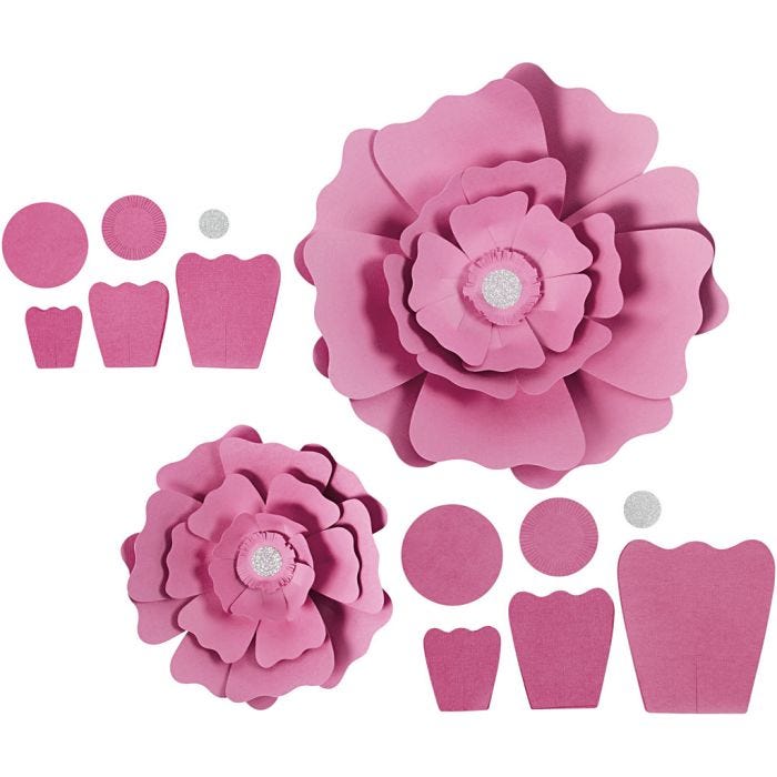 Fleurs en papier, d 15+25 cm, 230 gr, rose clair, 2pièces/ 1 Pq.