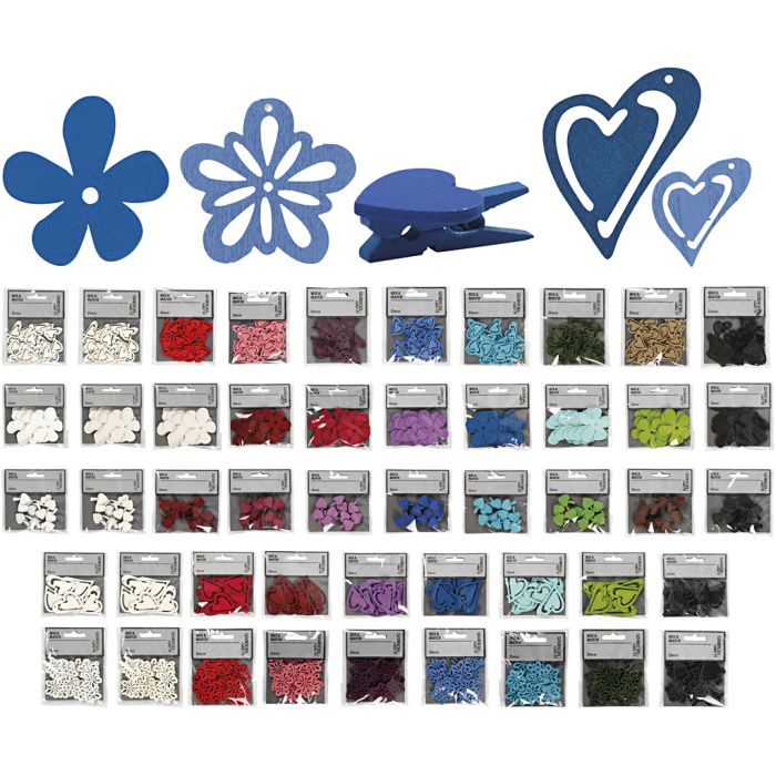 Décoration en bois, Le contenu peut varier , ass. de couleurs, 50 Pq./ 1 Pq.