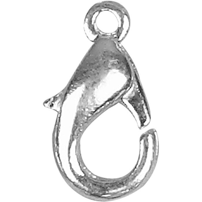 Fermoirs mousquetons, L : 12 mm, argenté, 100pièces/ 1 Pq.