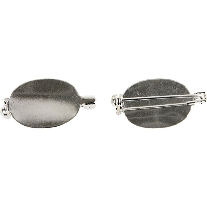 Broches à épingler, dim. 20x15 mm, argenté, 5pièces/ 1 Pq.