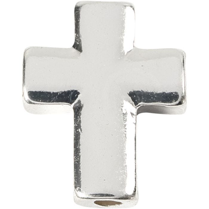 Croix, dim. 13x17 mm, diamètre intérieur 2 mm, argenté, 3 pièces/ 1 Pq.