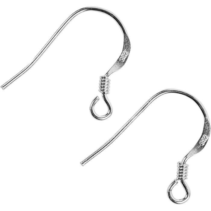 Crochet d’Oreille Français, L : 14 mm, argent, 10 pièces/ 1 Pq.