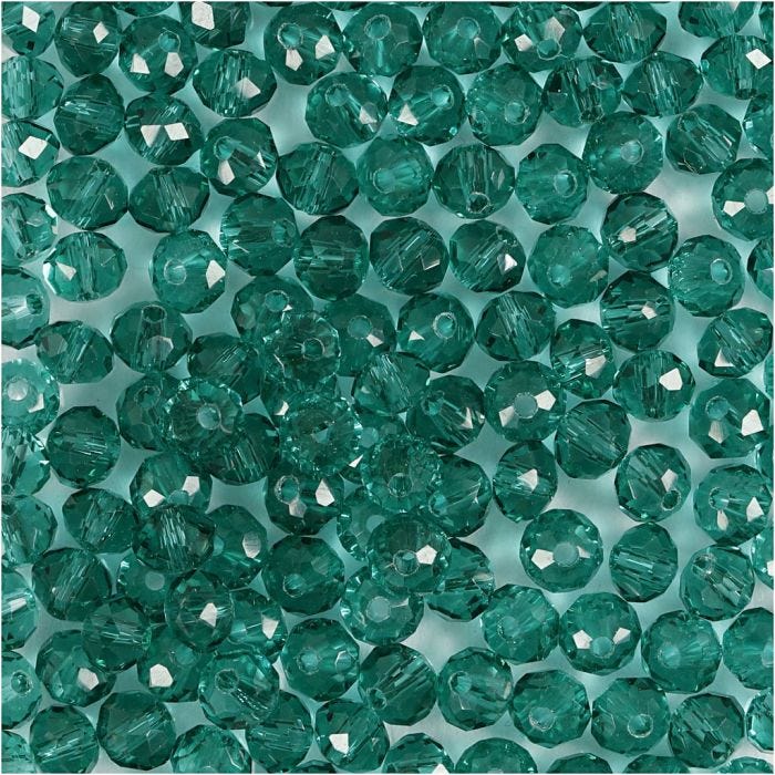 Perles à Facettes, d 4 mm, diamètre intérieur 1 mm, vert, 45 pièces/ 1 Pq.