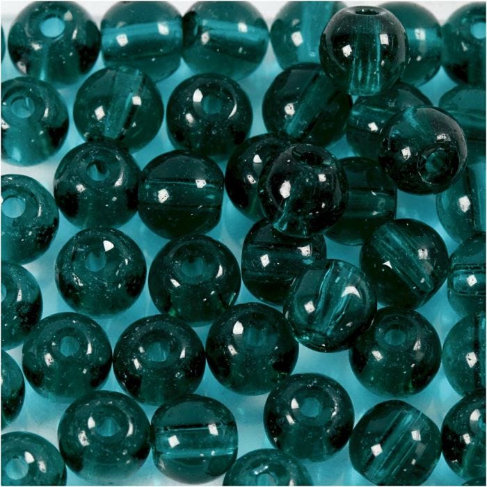 Perles en verre, d 4 mm, diamètre intérieur 1 mm, vert, 45 pièces/ 1 Pq.