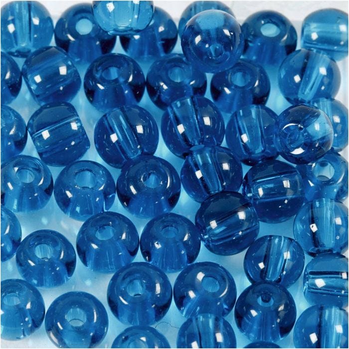 Perles en verre, d 4 mm, diamètre intérieur 1 mm, turquoise, 45 pièces/ 1 Pq.
