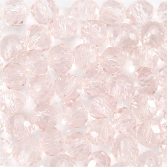 Perles en verre, d 4 mm, diamètre intérieur 1 mm, rose clair, 45 pièces/ 1 Pq.