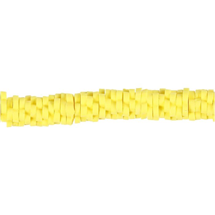 Perles en terre cuite, 5-6 mm, 2 mm, jaune, 145pièces/ 1 Pq.