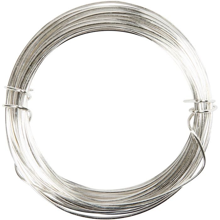 Fil argenté, 0,6 mm, argenté, 10m/ 1 rouleau